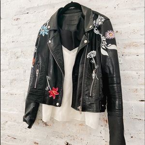 Blank NYC Black Floral Leather Jacket - XS
